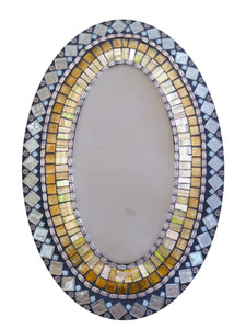 Brown and Copper Mosaic Mirror, OVAL Mosaic Mirror, Green Street Mosaics 