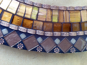 Brown and Copper Mosaic Mirror, OVAL Mosaic Mirror, Green Street Mosaics 