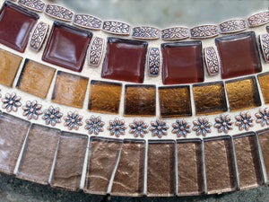 Brown Copper Bronze Mosaic Mirror, Round Mosaic Mirror, Green Street Mosaics 