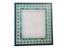 Teal and Aqua Mosaic Mirror, Rectangular Mosaic Mirror, Green Street Mosaics 