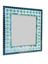 Teal and Aqua Mosaic Mirror, Rectangular Mosaic Mirror, Green Street Mosaics 