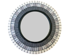 Mosaic Mirror Black Gray White Ombre, Round Mosaic Mirror, Green Street Mosaics 