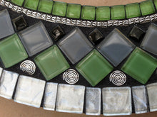 Green and Black Mosaic Mirror, Round Mosaic Mirror, Green Street Mosaics 