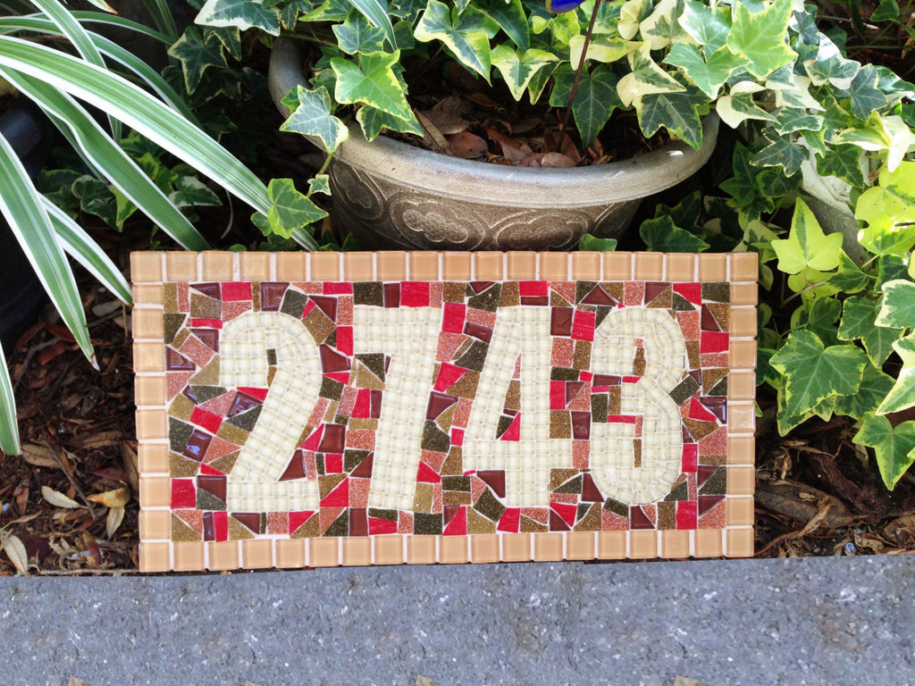 Mosaic House Number Sign - Earth Tones – Green Street Mosaics