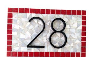 Red and Gray Address Sign, House Number Sign, Green Street Mosaics 