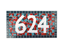 Red and Teal Mosaic Address Sign, House Number Sign, Green Street Mosaics 