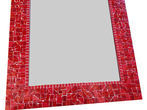 Red Mosaic Mirror, Rectangular Mosaic Mirror, Green Street Mosaics 