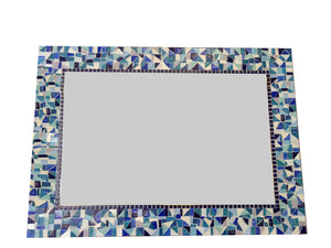 Blue and Aqua Mosaic Mirror, Rectangular Mosaic Mirror, Green Street Mosaics 