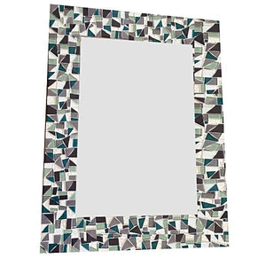 Mosaic Mirror for Bathroom, Rectangular Mosaic Mirror, Green Street Mosaics 
