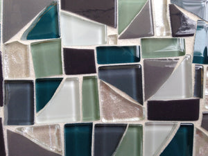 Mosaic Mirror for Bathroom, Rectangular Mosaic Mirror, Green Street Mosaics 