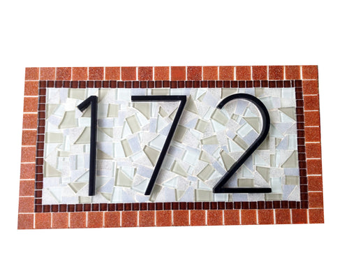 Hanging Mosaic Address Sign, House Number Sign, Green Street Mosaics 