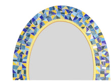 Yellow and Blue Mosaic Mirror, OVAL Mosaic Mirror, Green Street Mosaics 