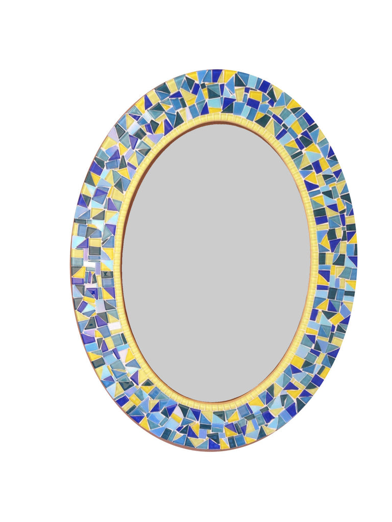 Yellow and Blue Mosaic Mirror – Green Street Mosaics