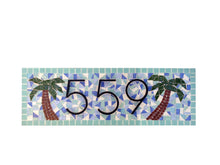 Teal Address Sign with Palm Trees, House Number Sign, Green Street Mosaics 
