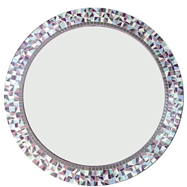Purple, Gray, Aqua Mosaic Mirror, Round Mosaic Mirror, Green Street Mosaics 