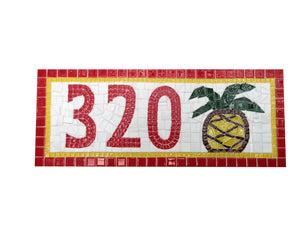 Mosaic Address Sign with Pineapple, House Number Sign, Green Street Mosaics 