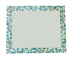 Large Mirror for Bathroom, Rectangular Mosaic Mirror, Green Street Mosaics 