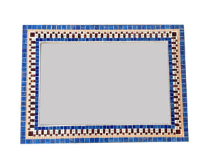 Blue and Brown Mosaic Mirror, Rectangular Mosaic Mirror, Green Street Mosaics 