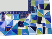 Large Mirror in Navy Blue, White, Lime Green, Rectangular Mosaic Mirror, Green Street Mosaics 