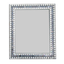 Large Wall Mirror in Silver Gray and White, Rectangular Mosaic Mirror, Green Street Mosaics 
