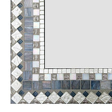 Large Wall Mirror in Silver Gray and White, Rectangular Mosaic Mirror, Green Street Mosaics 