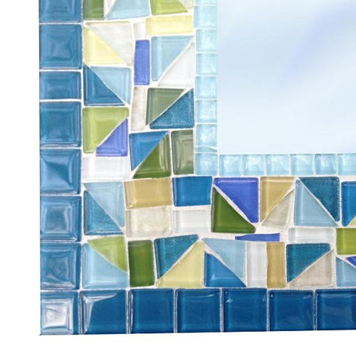 Colorful Mosaic Mirror, Rectangular Mosaic Mirror, Green Street Mosaics 