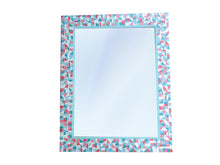 Pink and Aqua Mirror for Nursery, Rectangular Mosaic Mirror, Green Street Mosaics 
