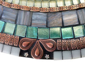 Mixed Media Mosaic Wall Mirror, OVAL Mosaic Mirror, Green Street Mosaics 
