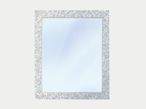 White, Silver, Gray Mosaic Mirror, Rectangular Mosaic Mirror, Green Street Mosaics 