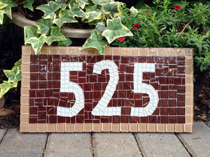 Brown Address Sign, House Number Sign, Green Street Mosaics 