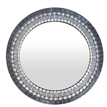 Modern Wall Mirror Gray Silver Black, Round Mosaic Mirror, Green Street Mosaics 