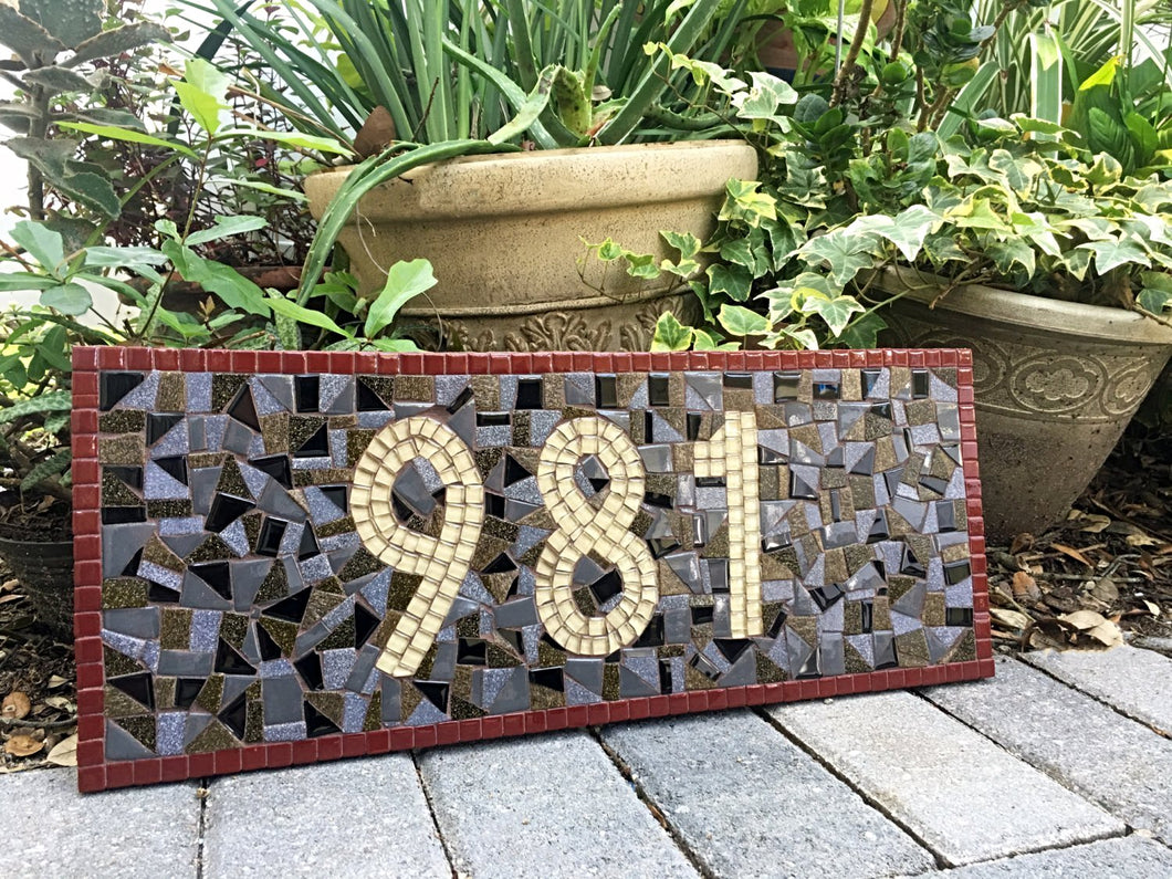 House Number Sign - Earth Tones, House Number Sign, Green Street Mosaics 
