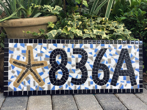 Address Sign for Apartment or Condo, House Number Sign, Green Street Mosaics 