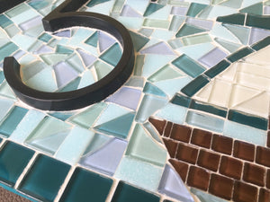 Mosaic Address Sign With Sailboat, House Number Sign, Green Street Mosaics 