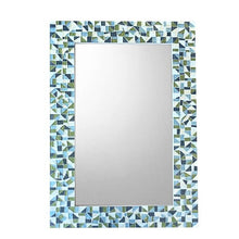 Mosaic Wall Mirror, Green Blue White, Rectangular Mosaic Mirror, Green Street Mosaics 