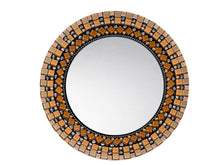 Orange and Black Mirror for Wall, Round Mosaic Mirror, Green Street Mosaics 