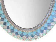 Aqua and Gray Wall Mirror, OVAL Mosaic Mirror, Green Street Mosaics 