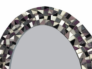 Purple Black Gray White Mosaic Mirror, OVAL Mosaic Mirror, Green Street Mosaics 