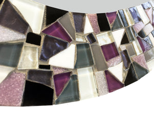 Purple Black Gray White Mosaic Mirror, OVAL Mosaic Mirror, Green Street Mosaics 