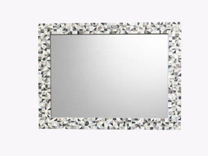 Silver, Gray, White Mosaic Wall Mirror, Rectangular Mosaic Mirror, Green Street Mosaics 