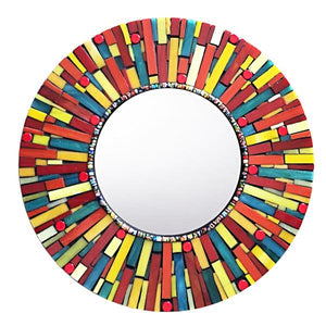 Colorful Stained Glass Mirror, Round Mosaic Mirror, Green Street Mosaics 