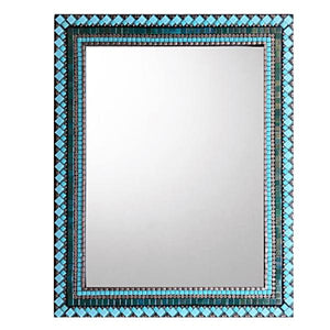 Teal, Aqua, Copper Mosaic Mirror, Rectangular Mosaic Mirror, Green Street Mosaics 