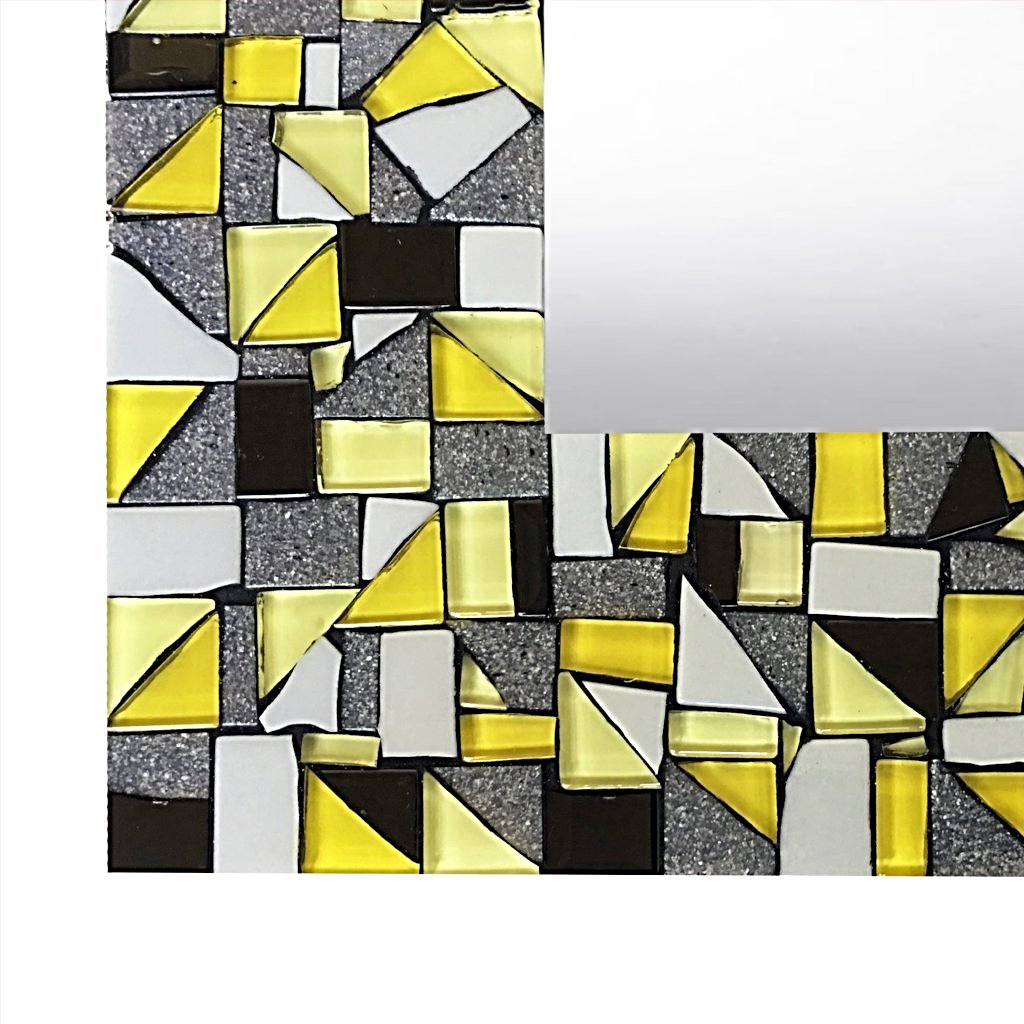 Yellow and Black Wall Mirror, Rectangular Mosaic Mirror, Green Street Mosaics 